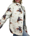 Casey Cowgirl Patchwork Linen Quilted Bomber Jacket *Web Exclusive*