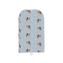 Light blue garment bag with cowboy pattern on a white background