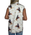 Casey Cowgirl Patchwork Linen Quilted Ruby Vest