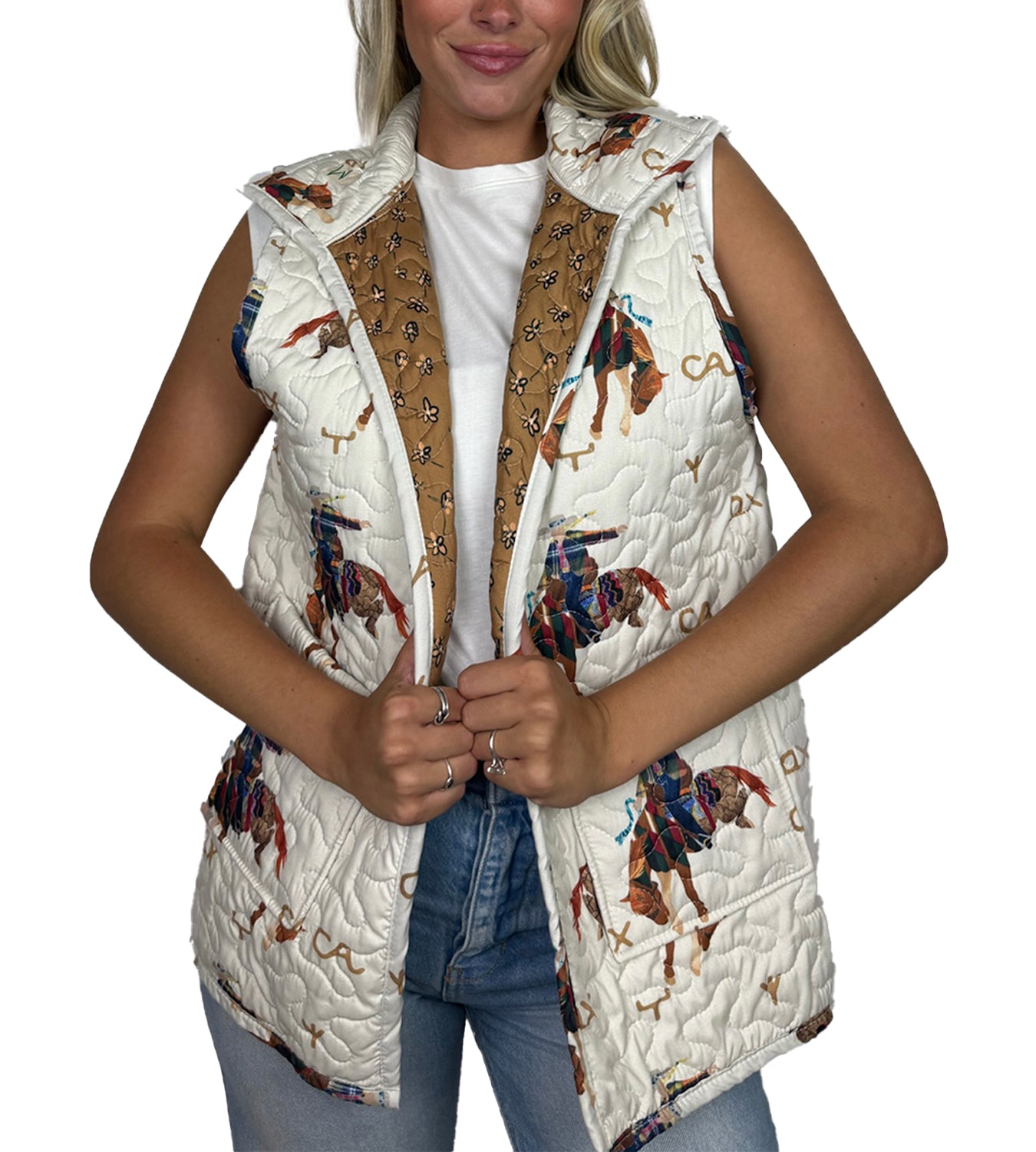 Casey Cowgirl Patchwork Linen Quilted Ruby Vest – Ida Mae Home