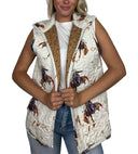 Casey Cowgirl Patchwork Linen Quilted Ruby Vest