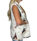 Casey Cowgirl Patchwork Linen Quilted Ruby Vest