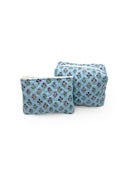 Charlotte Maya Blue Quilted Makeup Bag