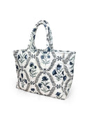 Charlotte White/Navy Quilted Handbag