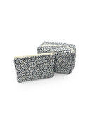 Charlotte White / Navy Quilted Makeup Bag
