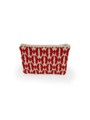 Chase Firebird Red / Linen Quilted Makeup Bag