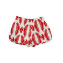 Chase Firebird Red / Linen Quilted Scallop Shorts *Web Exclusive*