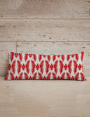 Chase Firebird Red / Linen Quilted Oblong 14" x33" Pillow
