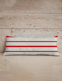 Chase Firebird Red / Linen Quilted Oblong 14" x33" Pillow