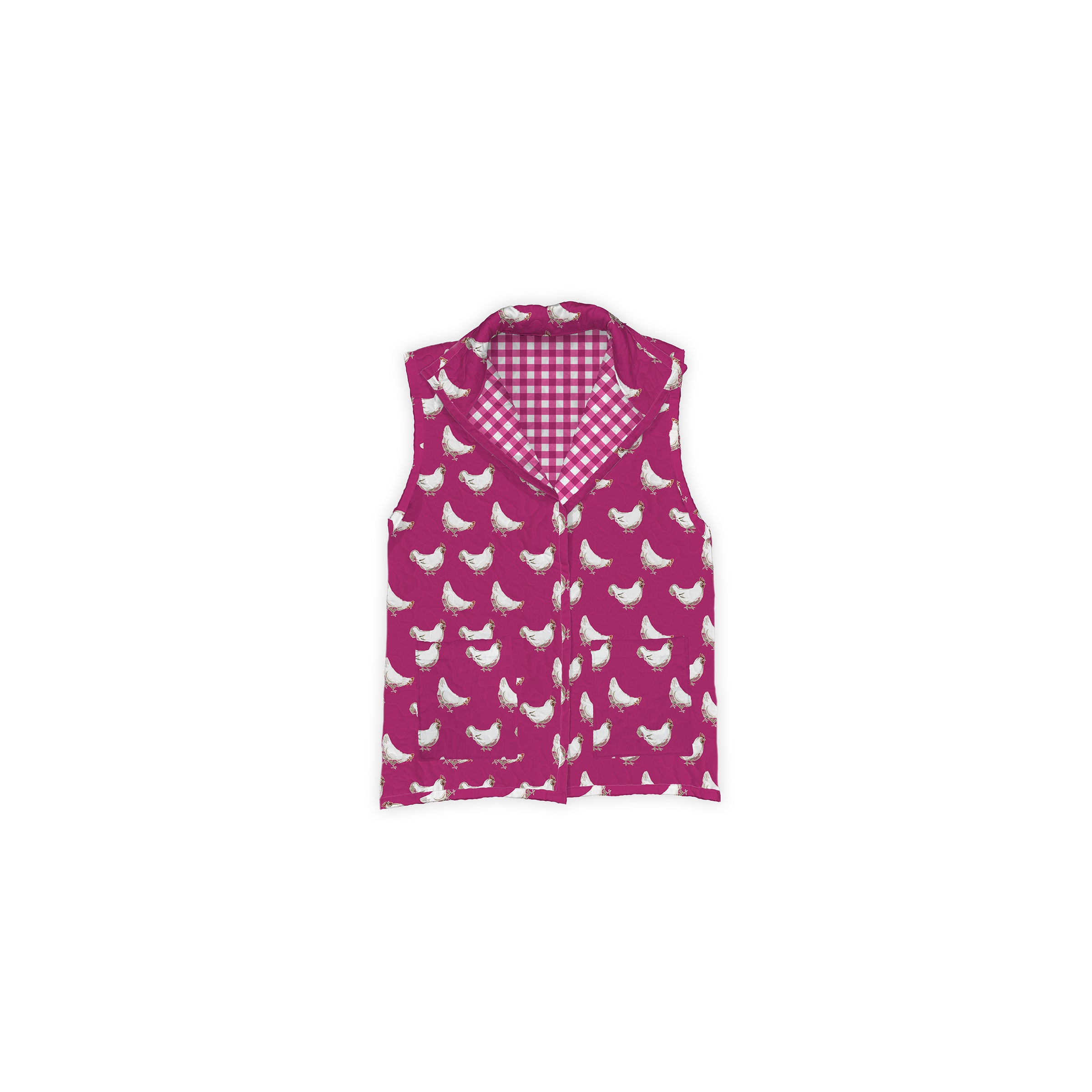 Chicken Icon Berry Quilted Ruby Vest – Ida Mae Home