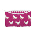 Chicken Icon Berry Quilted Makeup Bag
