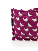 Chicken Icon Berry Quilted Tote