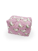 Chicken Icon Blossom Quilted Makeup Bag