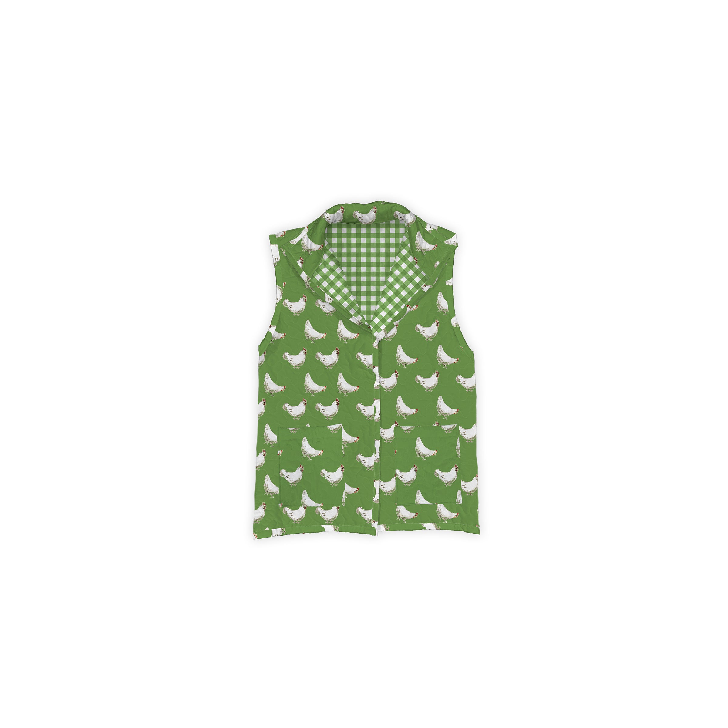 Chicken Icon Green Quilted Ruby Vest – Ida Mae Home