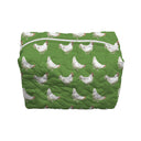 Chicken Icon Green Quilted Makeup Bag