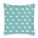 Chicken Icon Turquoise Quilted 20" Pillow