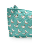 Chicken Icon Turquoise Quilted Tote