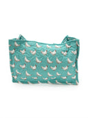 Chicken Icon Turquoise Quilted Tote