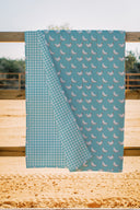 Chicken Icon Turquoise Quilt