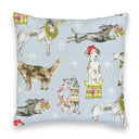 Christmas Pups Blue Quilted 20" Pillow