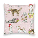 Christmas Pups Pink Quilted 20" Pillow