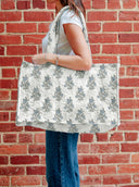 Claire Floral Blue Quilted Tote