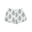 Claire Floral Blue Quilted Scallop Shorts *Web Exclusive*