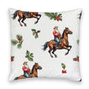 Cowboy Christmas White Red Quilted 20" Pillow