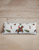Cowboy Christmas White Red Quilted Oblong 14" x33" Pillow