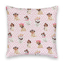 Cowboy Pups Fuchsia Quilted 20" Pillow