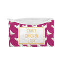 "Crazy Chicken Lady" Berry Quilted Makeup Bag