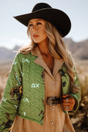 Lazy J Green Cropped Quilted Jacket