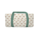 Dachshund Dots Game Day Green/Gold Quilted Weekender Duffle Bag