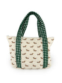 Dachshund Dots Game Day Green/Gold Zipper Tote Bag