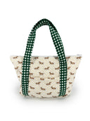 Dachshund Dots Game Day Green/Gold Zipper Tote Bag