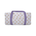 Dachshund Dots Game Day Purple Quilted Weekender Duffle Bag
