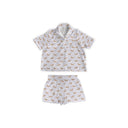 Dachshund Dots Game Day Purple Shorty Pajama Set