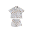 Dachshund Dots Game Day Royal Blue Shorty Pajama Set