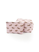 Dachshund Dots Pink Makeup Bag