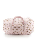 Dachshund Dots Pink Quilted Weekender Duffle Bag