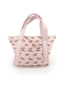 Dachshund Dots Pink Zipper Tote Bag
