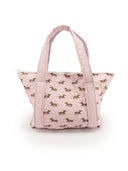 Dachshund Dots Pink Zipper Tote Bag