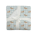 Dachshund Gingham Blue Baby Blanket