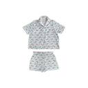 Dachshund Gingham Blue Shorty Pajama Set