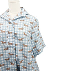 Dachshund Gingham Blue Shorty Pajama Set