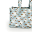 Dachshund Gingham Blue Quilted Tote