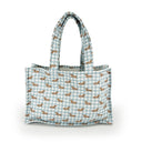 Dachshund Gingham Blue Quilted Tote