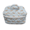 Dachshund Gingham Blue Quilted Travel Case