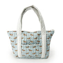 Dachshund Gingham Blue Zipper Tote Bag