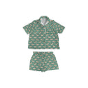 Dachshund Gingham Game Day Green/Gold Shorty Pajama Set